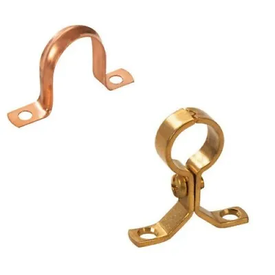 Brass Pipe Bracket  Copper Saddle Clip 15mm 22mm 15mm 22mm Multi Packs • £1.99