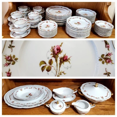$590.90 • Buy 75 Pc RARE  ESCHENBACH BALMORAL BARONET CHINA Rose Plate Bowl Cup Platter Sug Cr