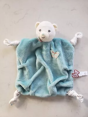 Blue Teal Green Bear Kaloo Blanket Baby Comforter Soft Blankie Soother Butterfly • £22