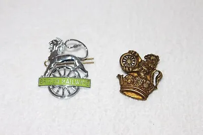 Pair Of Vintage Collectable British Railways Cap Badges Gold Lion/Wheel Badges • £12.50
