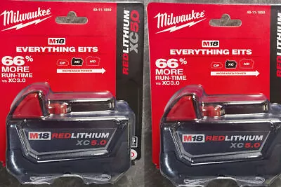 2Pack ~Milwaukee  18V 48-11-1850 5.0 AH Batteries M18 XC18 48-11-1850 Battery • $92