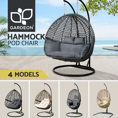 Gardeon Egg Swing Chair With Stand Outdoor Furniture Lounge Wicker 1/2 Person • $185.95