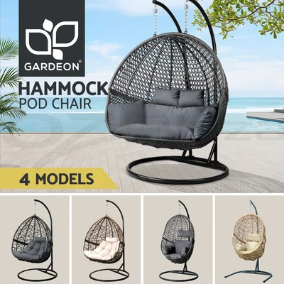 $467.95 • Buy Gardeon Egg Swing Chair With Stand Outdoor Furniture Lounge Wicker 1/2 Person