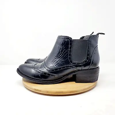 Matisse Ankle Boots Womens 7.5 Black Leather Wingtip Western Rowan Chelsea Shoe • $37.99