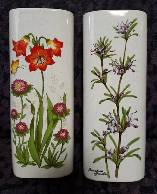 Vtg Ceramic Wall Pocket Vase Floral Design Speckled Glaze Made In Japan Set Of 2 • $26