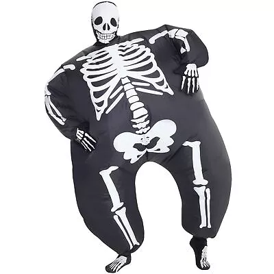 Adult Inflatable Skeleton Megamorph Halloween Costume Blow Up Fat Sumo Suit NEW • £43.99