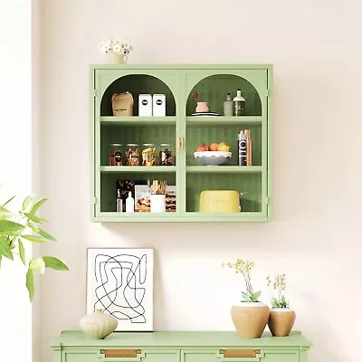 27.56 Glass Doors Modern Two-door Wall Cabinet With Featuring Three-tier Storage • $145