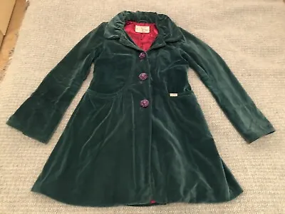 Ladies Green Velvet Coat Size 10 • £55