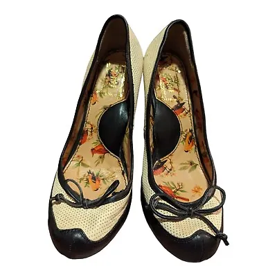 Women's Miss L Fire Art Deco Shoes Size 38 7.5 London England • $74.99