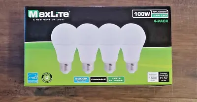 MaxLite 100W 5000k Daylight Dimmable 13W LED 4 Bulb Sleeve A19 1600L E26 Base • $10.99