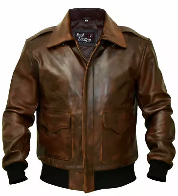 A-2  G-1 Aviator Bomber Flight Men's Navy Distressed Lamb Leather Jacket • $47.99