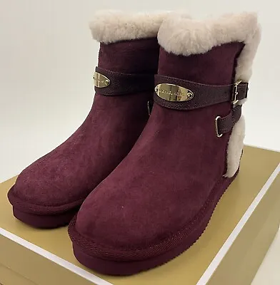 Michael Kors Women’s US Size 6 Tracey Winter Boot Merlot Red Suede Fur Lined • $49.99