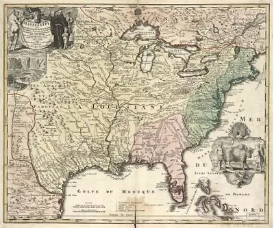 1759 Map| Louisiana|Mississippi River Valley|North America|United States| Amplis • $34.99