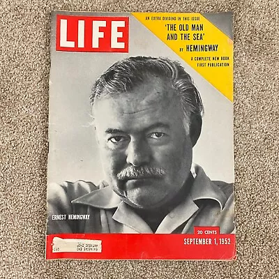 Life Magazine 9/1/1952 ERNEST HEMINGWAY 1st Publication THE OLD MAN AND THE SEA • $149.98