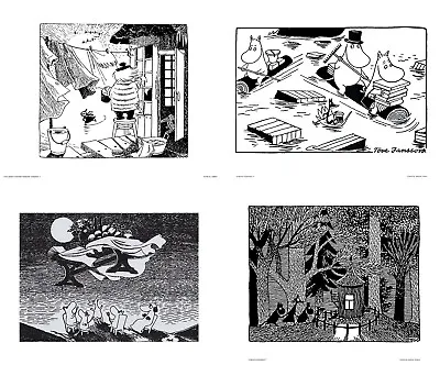 Moomin Set Of 4 Posters 24 X 30 Cm Black And White Set 17 • $27.04