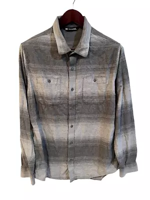 Travis Mathew Mens Size L Long Sleeve Button Up Gray Lightweight Flannel Shirt • $15