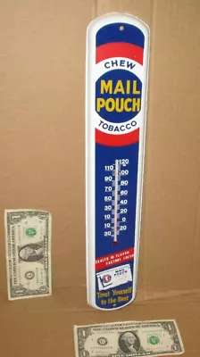 MAIL POUCH TOBACCO - RARE SIZE - Country Store Gas Station W VA Thermometer Sign • $109.99