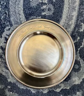 Pottery Barn Antiqued Metal Sentiment Charger Plate • $19.99