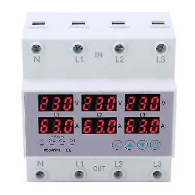 New (63A)3 Phase Energy Meter Din Rail Power Factor Voltage Current Power Teste • $39.99