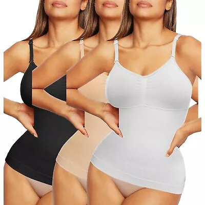 Women Tummy Control Cami Shaper Compression Tank Top Spaghetti Strap Camisole UK • £14.99