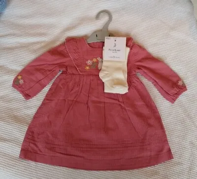 NEW Marks And Spencer Peter Rabbit Baby Dress 6-9 Months Pink With Tights BNWT • £10