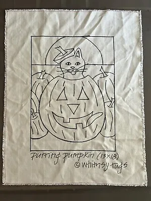 Black Cat Halloween Rug Hooking Pattern On Monks Cloth - 13 X 18 - Whimsy Rugs • $34