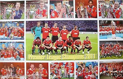 Manchester United  Collage Of 2011 Premier Champions Celebrating Football Poster • $18.18