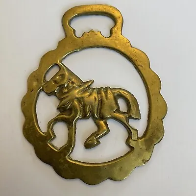 £7.99 • Buy Vintage Cast English Horse Brass Stylised Left Facing Heavy Shire Dray Horse