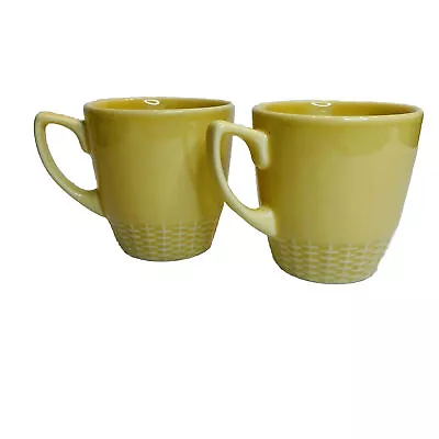 Set Of 2/Martha Steward Yellow Basket Weave Pattern Coffee Mugs/Discontinued • $16