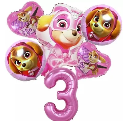 Paw Patrol Mighty Pups 3rd Birthday Girl Pink Balloon Set Party Decorations Skye • £8.99