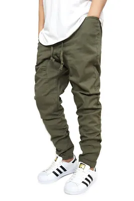 Men's Twill Drop Crotch Jogger Pants Size S-5xl Victorious *18 Colors Biker  • $24.98