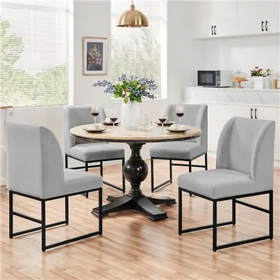Upholstered Dining Chairs Set Of 2 Modern Dining Chairs Armless Guest Chair Grey • £74.99