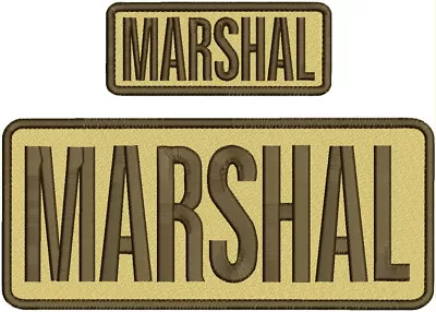 Marshal Embroidery Patch 4x10 And 2x5 Hook On Back Tan/brown • $16.75