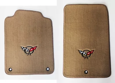 NEW! Tan Floor Mats 1998-2004 Corvette Embroidered Circle Emblem Logo In Black • $102.93