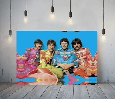 Music Group The Beatles -deep Framed Canvas Wall Art Picture Paper Print- Blue • £69.99