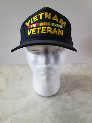 Vietnam Veteran Ribbon Cap - Black- Trucker Style Snapback Adjustable • $14.95