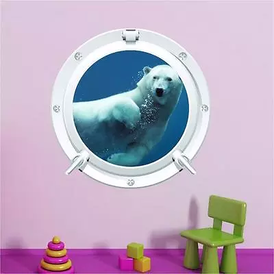 Polar Bear Underwater Sea Porthole Wall Art Sticker Decal Full Colour Print P4D • £3.99