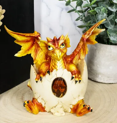 November Birthstone Dragon Egg Statue 4.25 Tall Orange Topaz Dragon Hatchling • $28.99