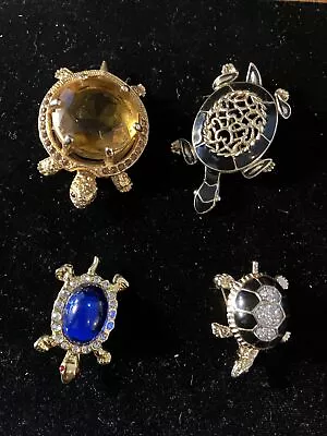 4 Pc Sea Turtle & Land Tortoises Pin Lot Vtg Rare Costume Brooches • $24.99