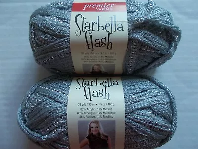 Premier Starbella Flash Sparkly Ruffle Mesh Yarn Silver Lot Of 2 (33 Yds Each) • $19.99