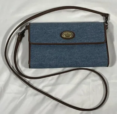 Vtg Rare Etienne Aigner  Blue W/ Brown Crossbody Purse • $19.99