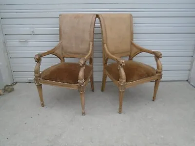 Set 2 Lion Head Arm Chairs Versace ST Regency Louis XVI Gothic Empire Pair Boho • $299