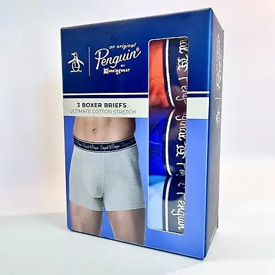 Men’s Penguin By Munsingwear Cotton Boxer Briefs 3 Pack Multicolor Large • $19.99