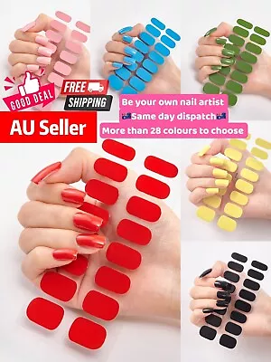 $2.85 • Buy Nail Stickers Nail Wrap Self Adhesive Full Cover Nail Art Plain Colour 16pcs