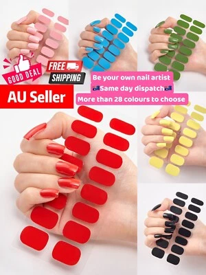 $2.85 • Buy Nail Stickers Nail Wrap Self Adhesive Full Cover Nail Art Plain Colour 16pcs