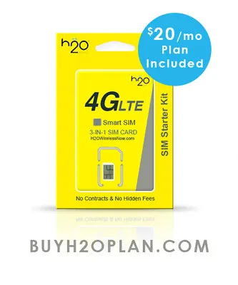 H2O Wireless SIM Card With 2-Month Service Of The $20 Month Plan • $22