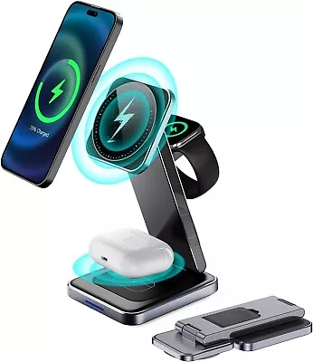 Wireless Charger 3 In 1 Wireless Charger Station IPhone Apple Watch AirPod Pro • £23.49