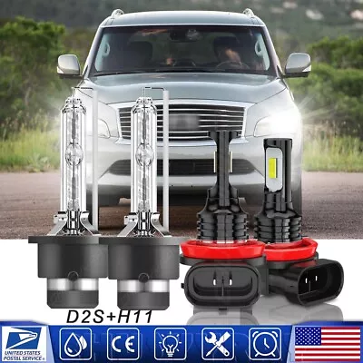 For Infiniti QX56 2011 2012 2013 D2S HID Headlight H11 LED Fog Light Bulbs Kit • $27.29