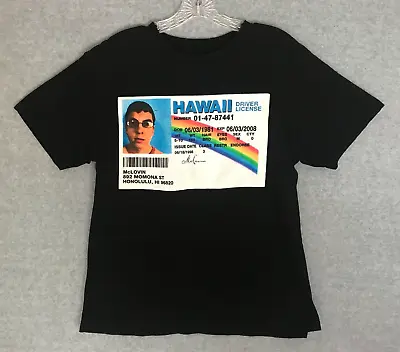Superbad Movie McLovin Shirt Mens Medium Hawaii Driver License Graphic Black Tee • $13.49