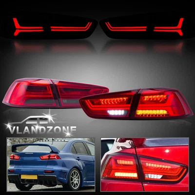 $109.99 • Buy LH+RH Red Lens LED Tail Lights For 2008-2017 Mitsubishi Lancer EVO X Rear Lamps